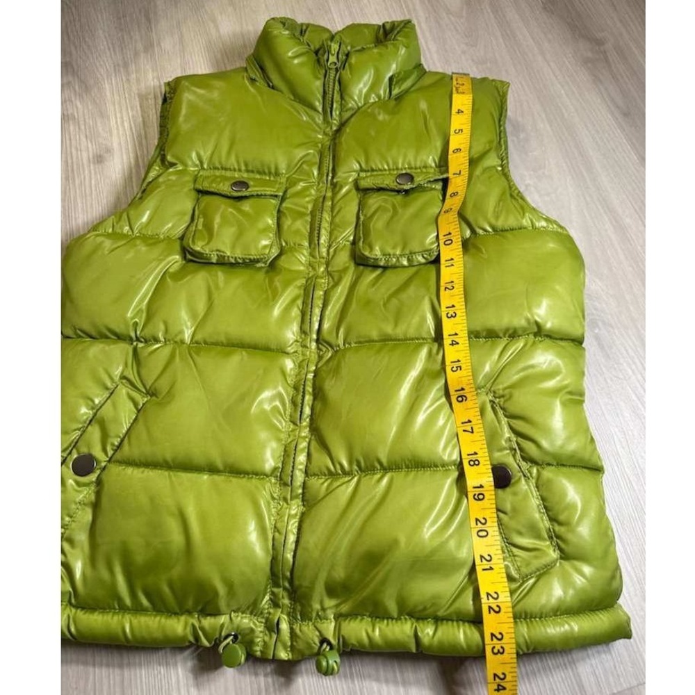 Faded Glory Women's Bright Green Puffer Vest Size S Shiny Quilted Zip Pockets - Picture 4 of 10